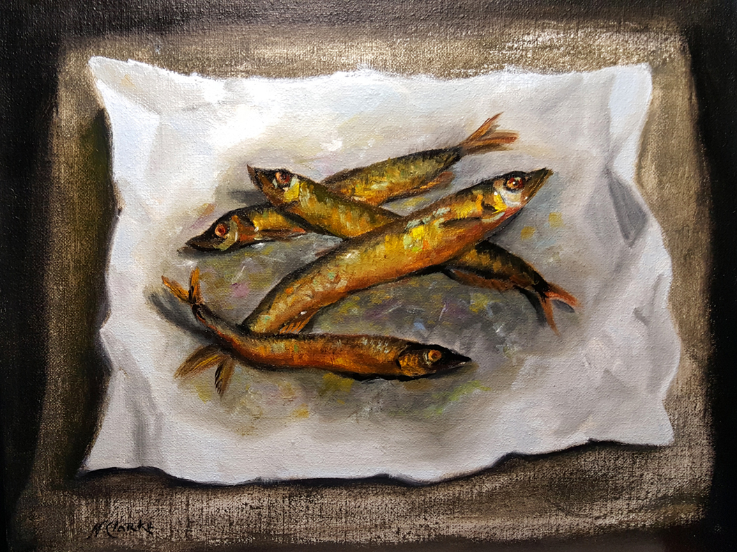 STILL LIFE WITH SMOKED CAPELIN FISH