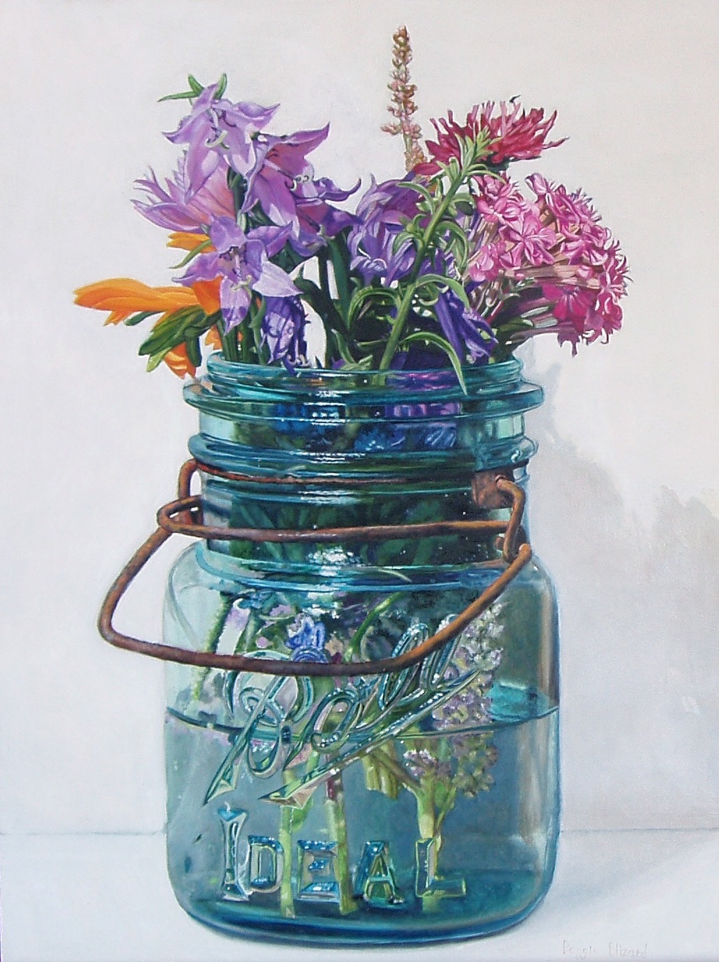 Peggie Blizard, Summer Flowers with Lavender Bells,oil on panel, 24x18", $4,400