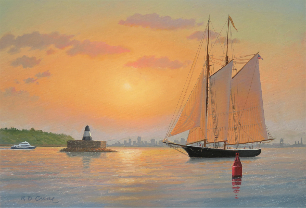 Boston Harbor Sunset at Nixes Mate