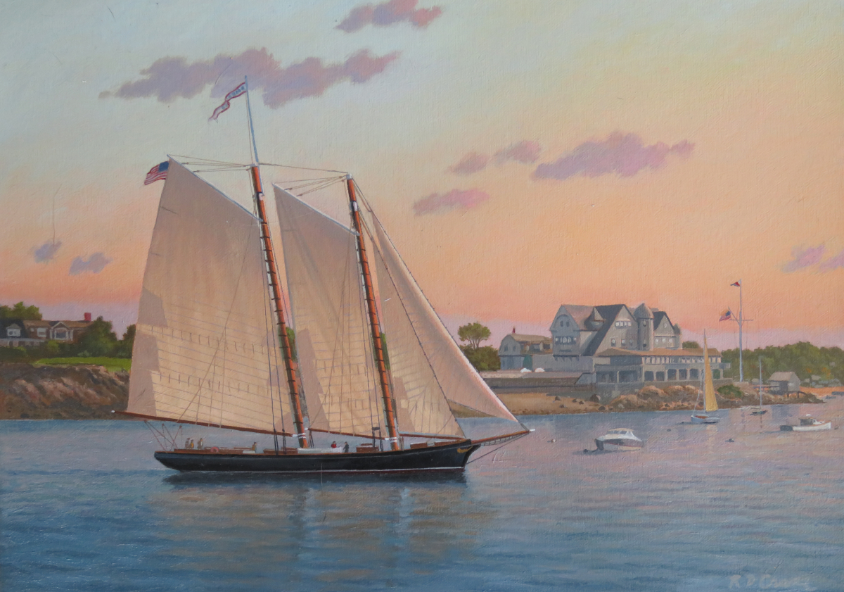 Schooner Yacht "America" Arriving at Marblehead (passing Corinthian Yacht Club)