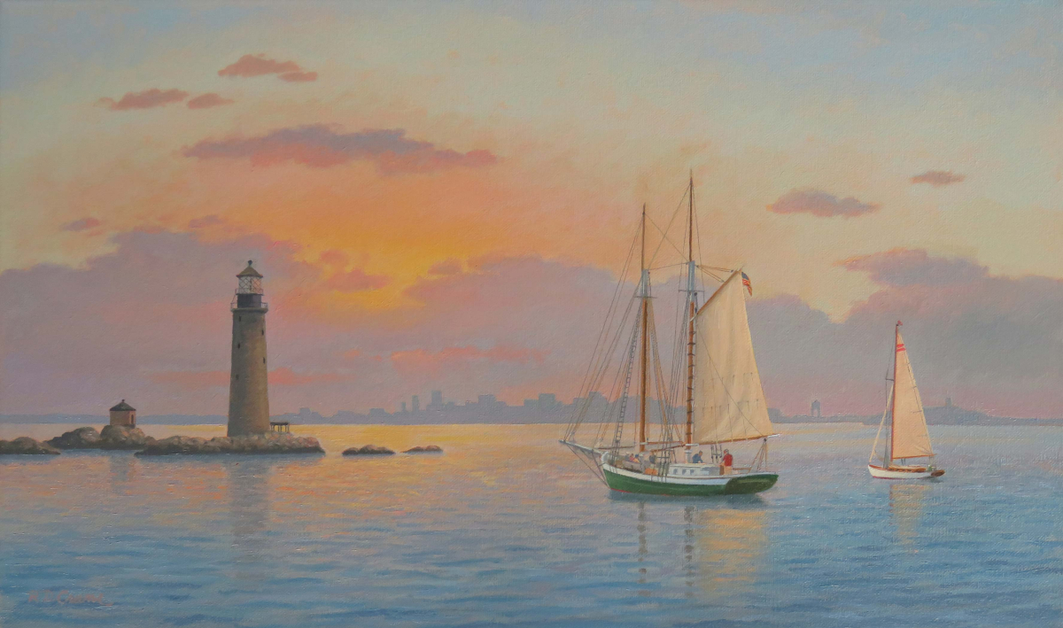 Sunset off Boston at Graves Light