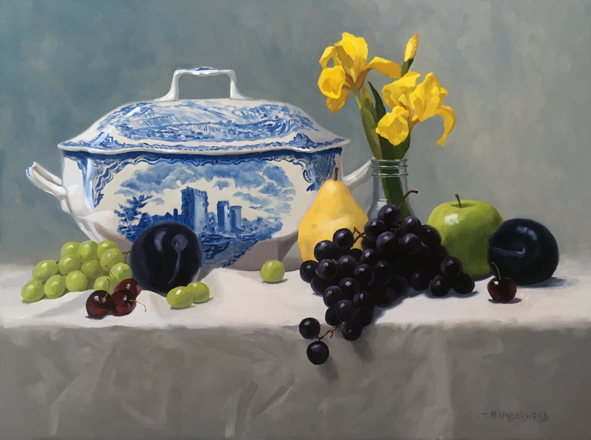 Tureen with Iris and Fruit