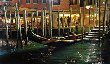 Gondolas Beneath the Lantern Glow