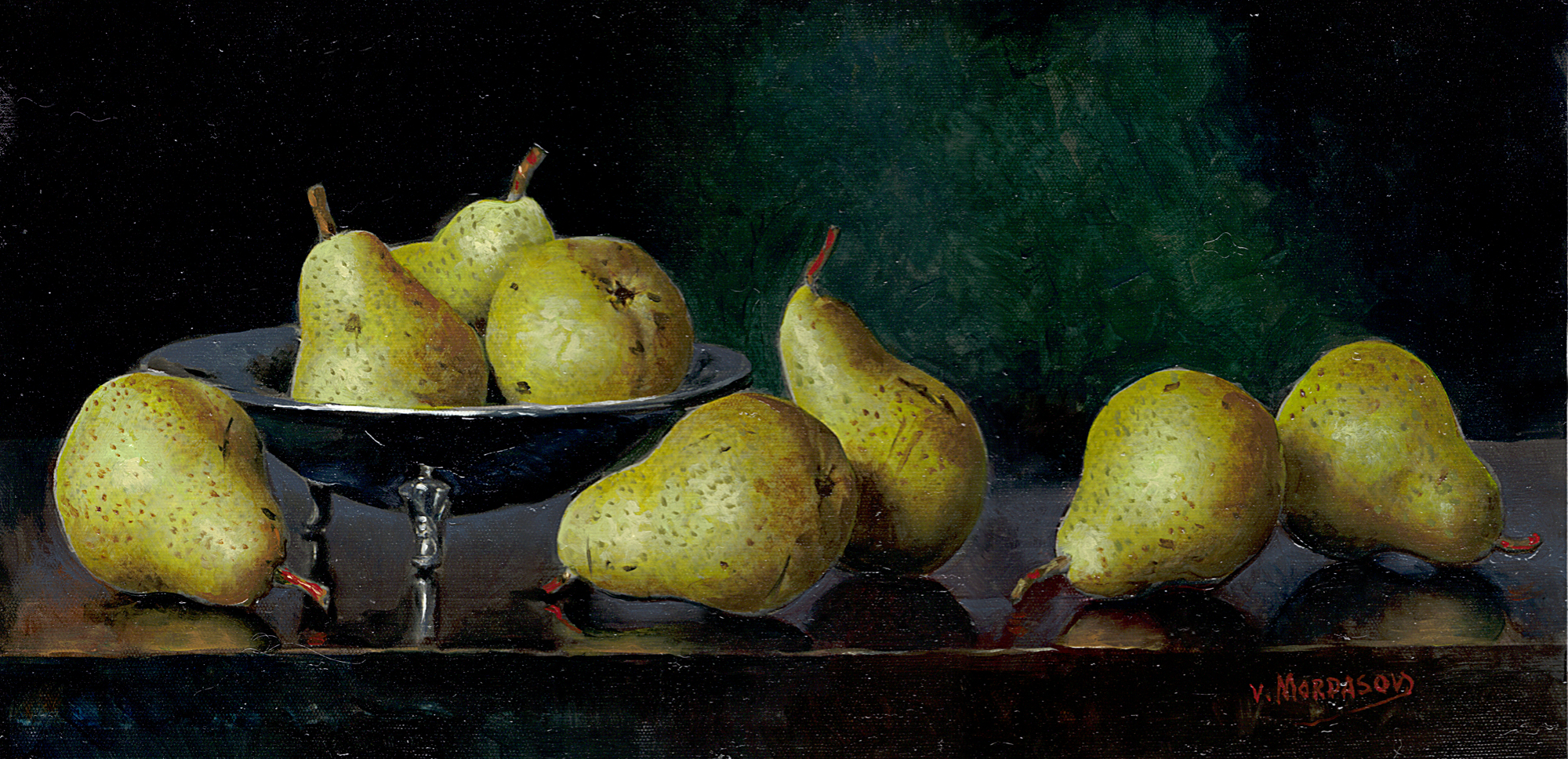 Pears in Emerald Depth