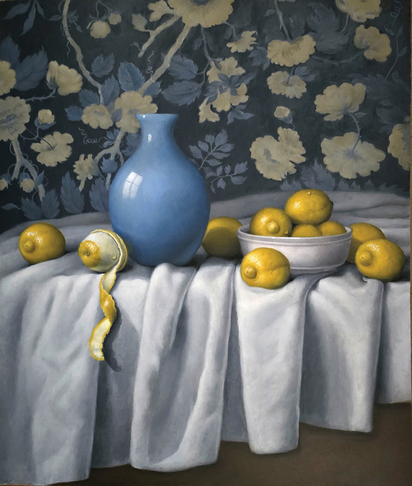 Lemons with Blue Vase