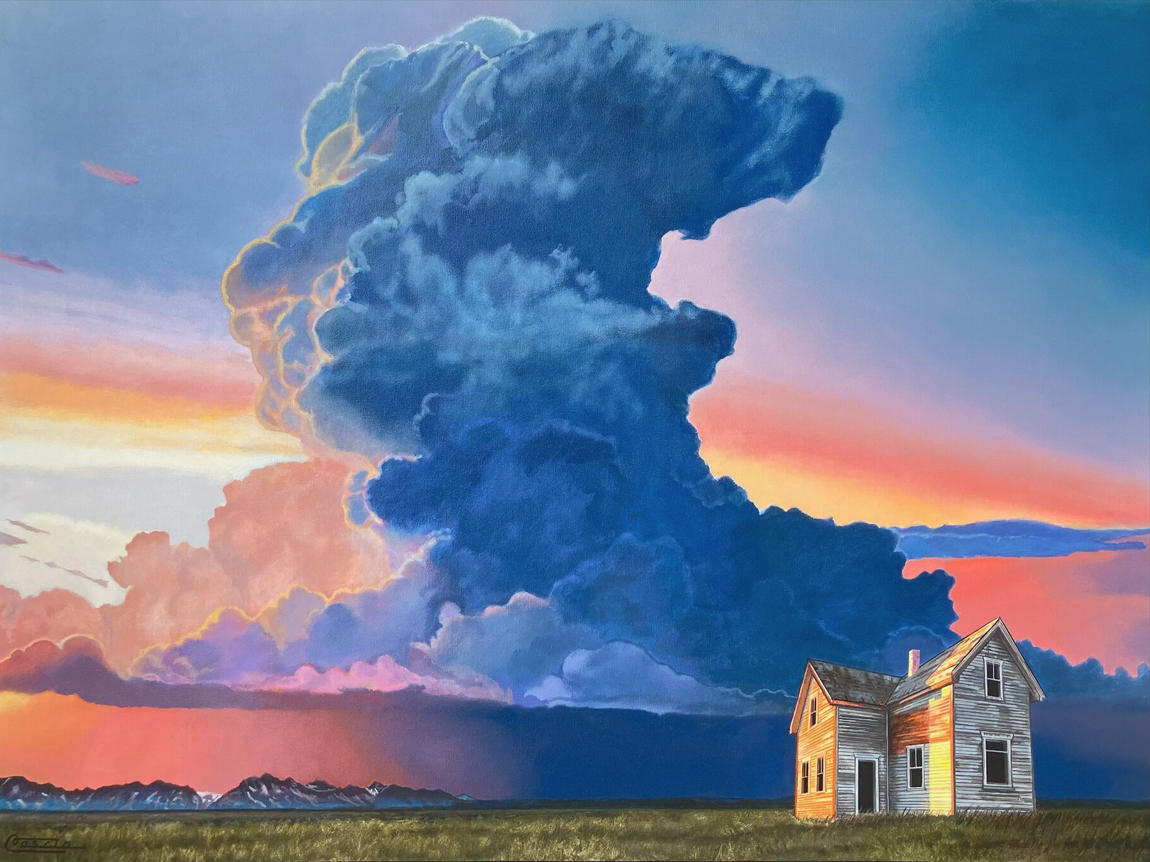 Pink Sky With Thunder Cloud