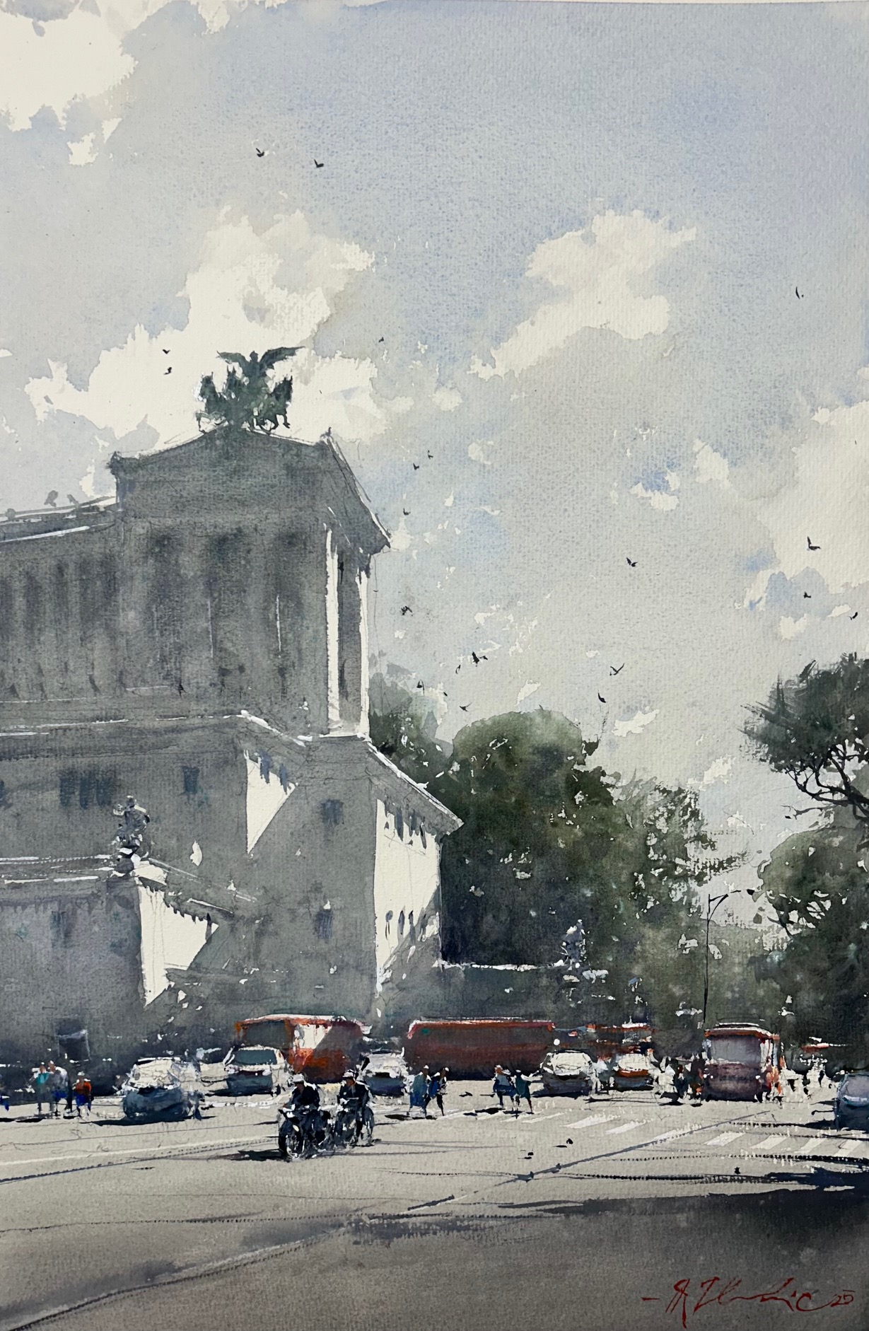 Red Buses at Campitelli, Rome