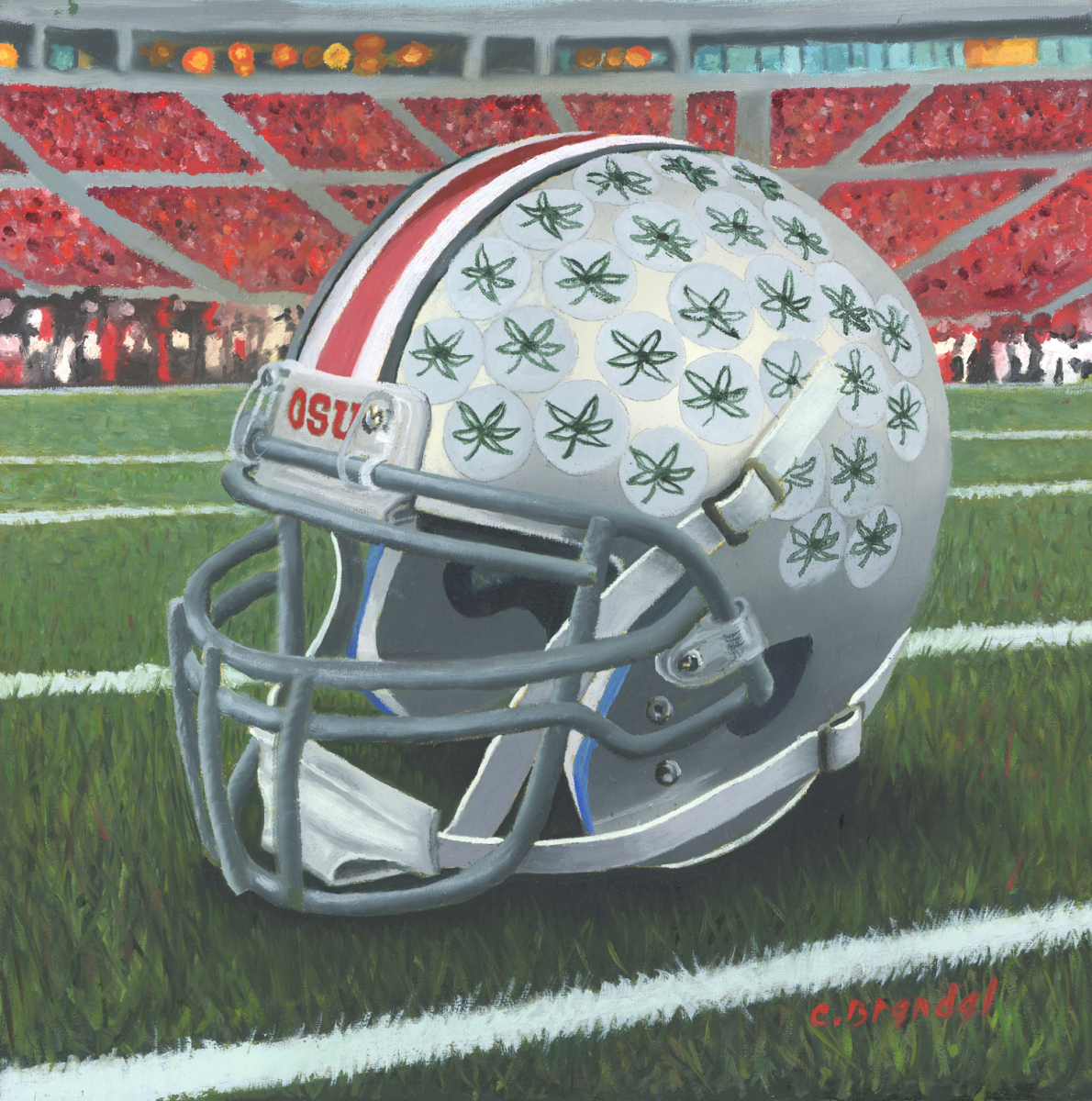 Ohio State Helmet oil painting