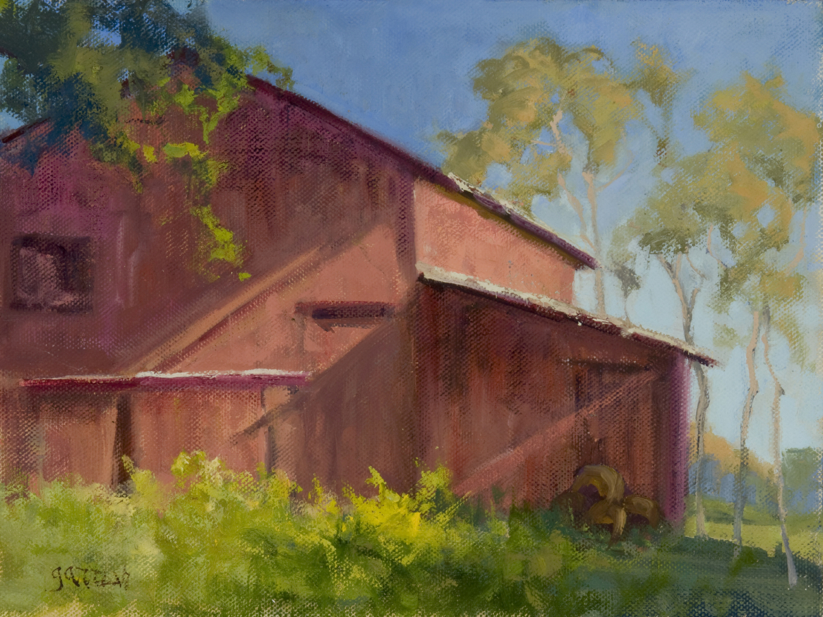 Small Red Barn In Sunlight