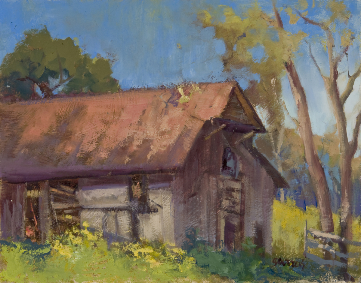 Small Gray Barn In Sunlight