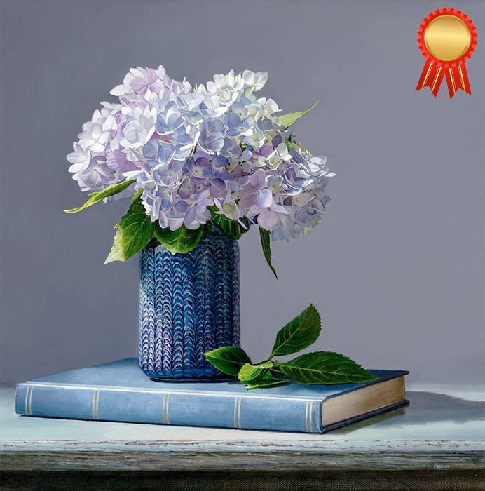 Hydrangea in a Blue Vase