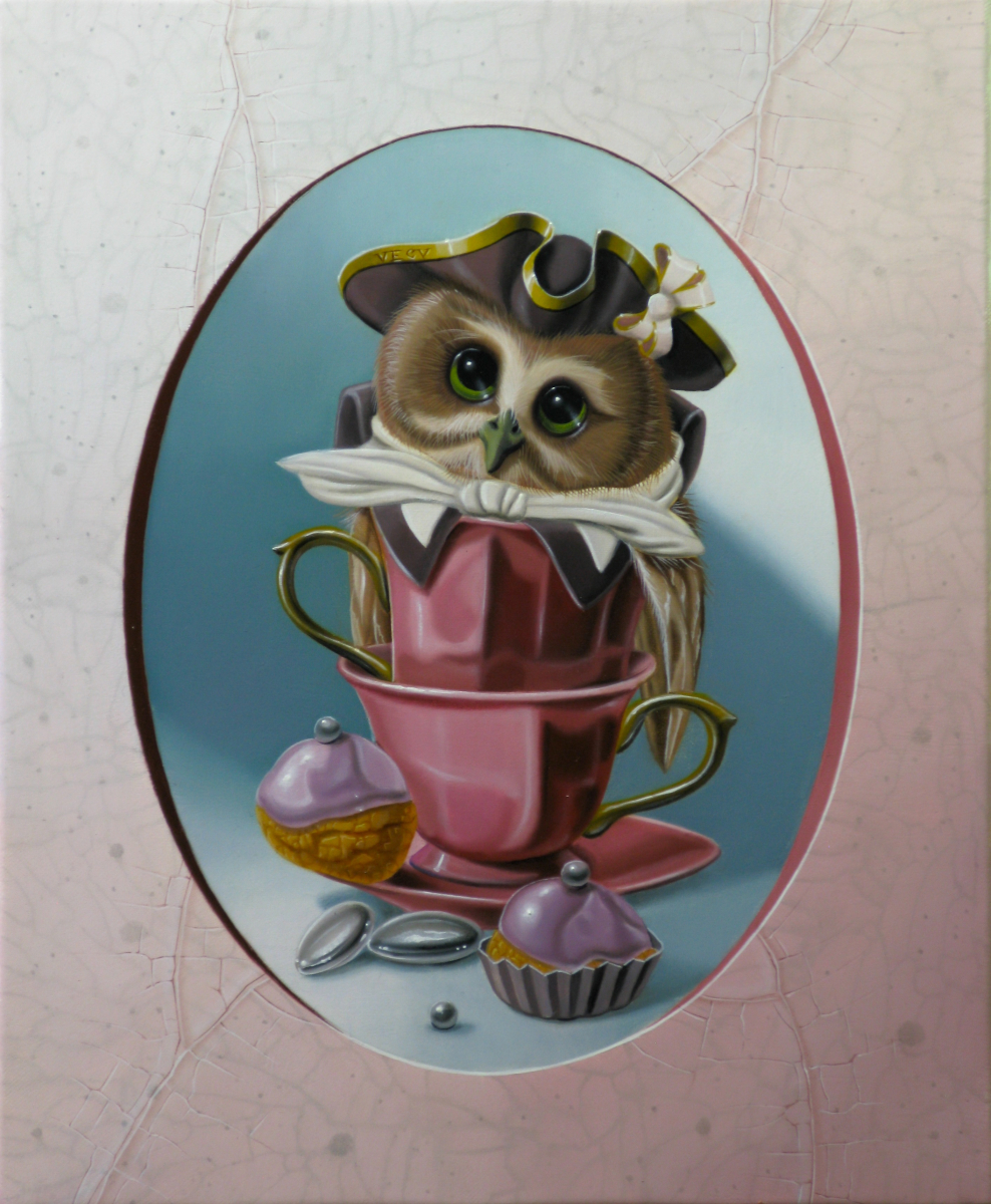 Owl with Two Teacups