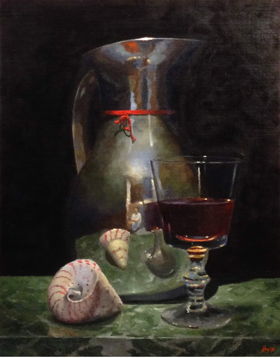 Silver Pitcher, Red Wine, Shell