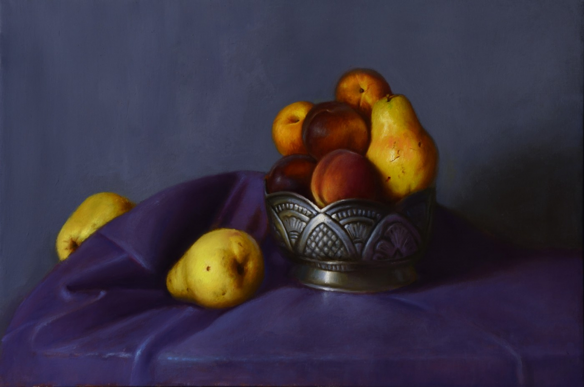 Fruits in a Silver Bowl