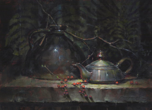 Tea Pot with Dark Jug