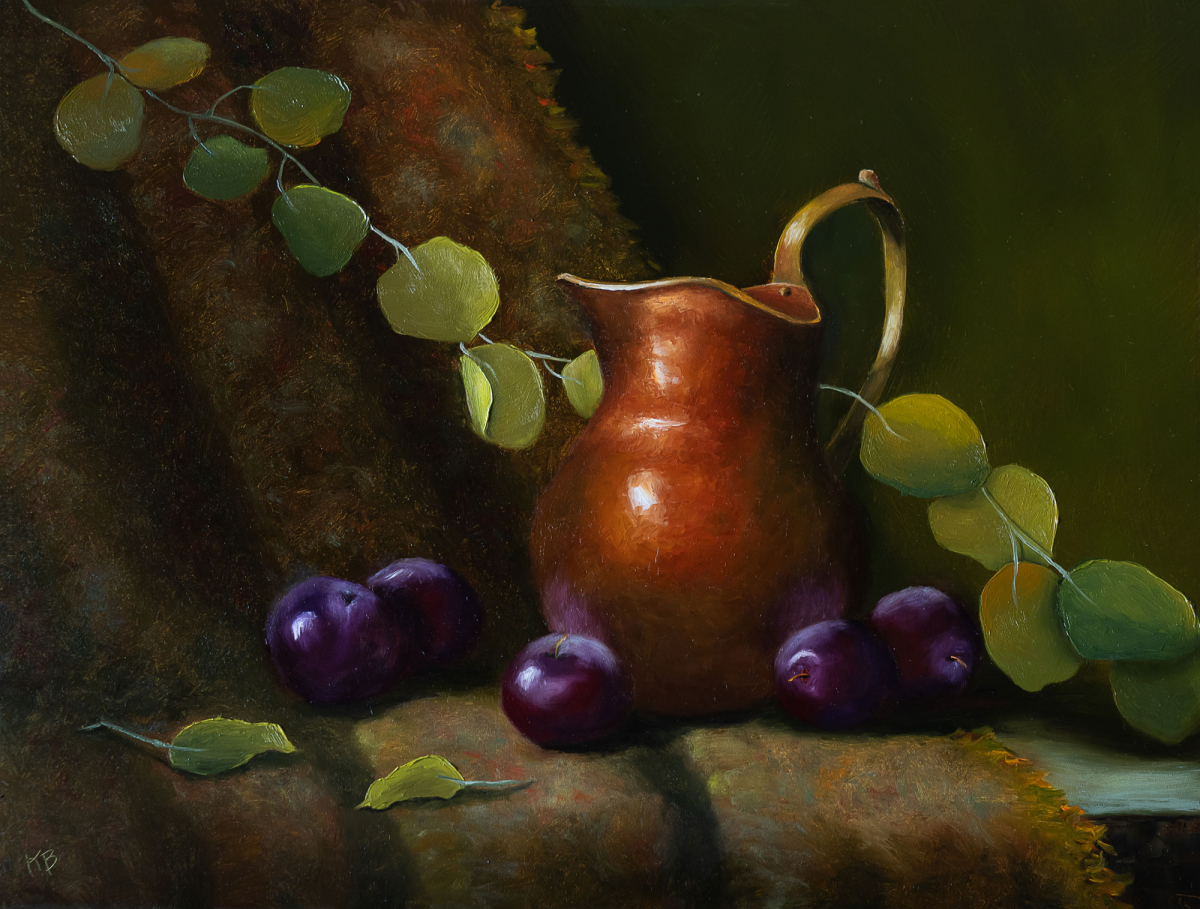Copper Pitcher with Summer Plums