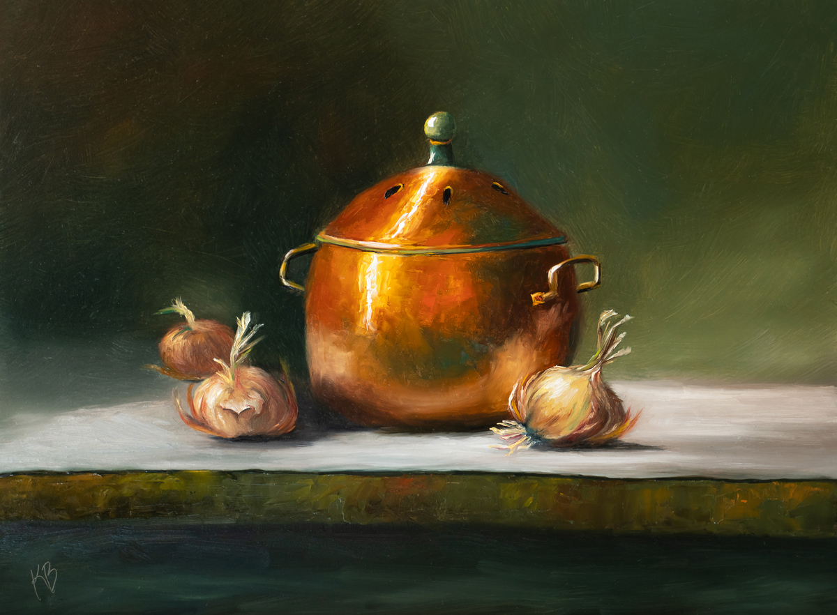 Onions with Copper Pot