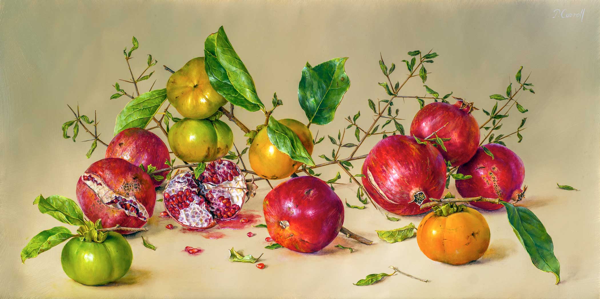 Pomegranates and Persimmons — COVER COMPETITION WINNER OF AMERICAN ART COLLECTOR – APRIL ISSUE