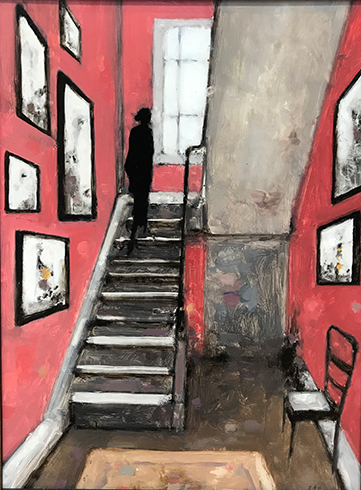 "Staircase with Red Wall"