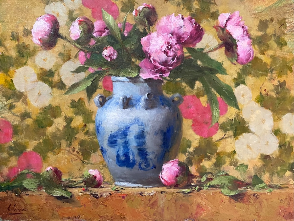 Peonies in an Oil Pot