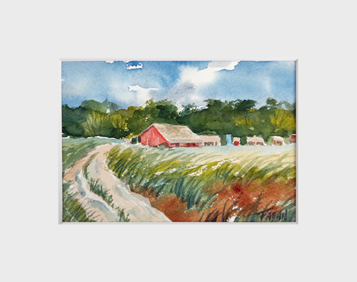 Watercolor Miniature Windy Day