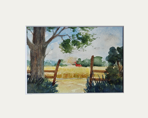 Watercolor Miniature "Oklahoma Wheatfield"