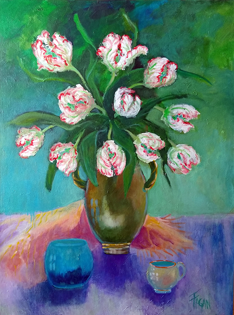 Acrylic "Parrot Tulips"