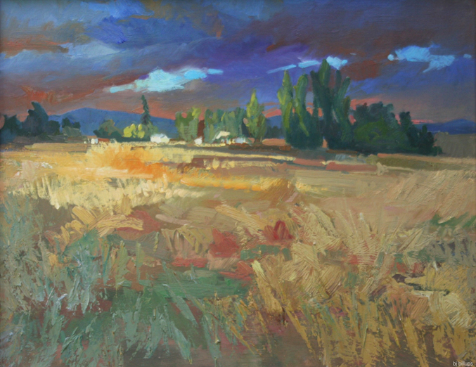 Evening Autumn Fields  ~ Plein Air