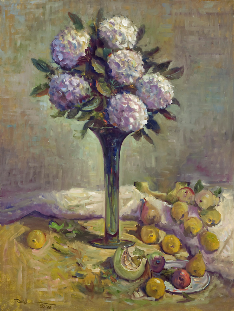 Blue Vase with Fruit